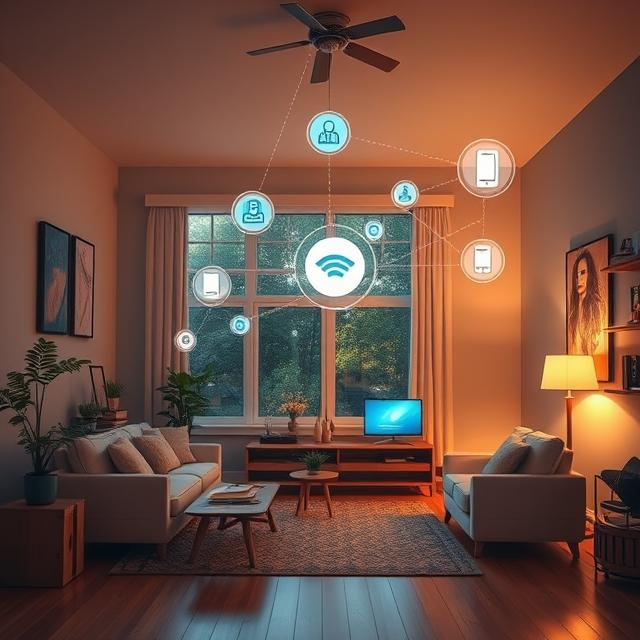 Smart city concept with connected devices, advanced infrastructure, and sustainable solutions in 2025