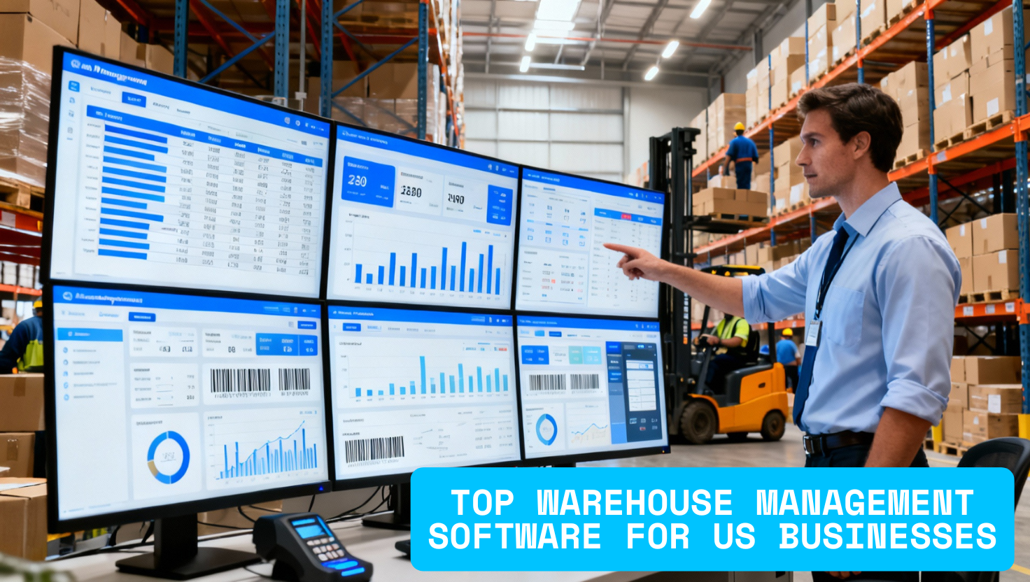 Warehouse management software system with inventory analytics and order fulfillment dashboard in a US warehouse